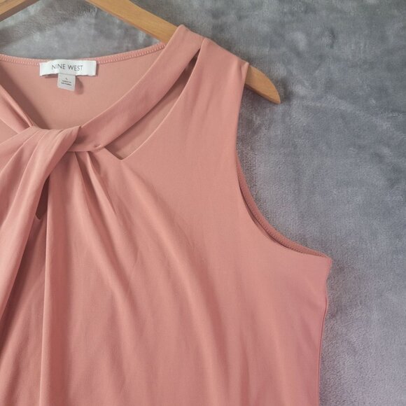Nine‎ West Womens Sleeveless Knot Front Top Large Pink Workwear Career Vibes - Picture 4 of 8
